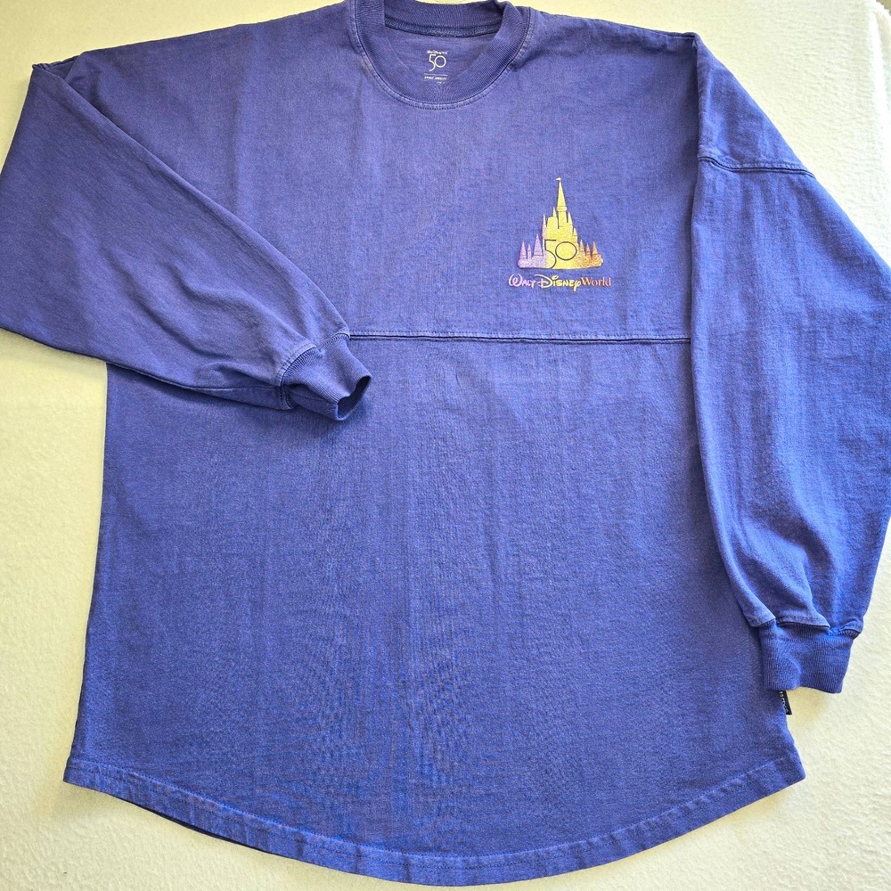 Disney World 50th Anniversary Spirit Jersey XS Purple EARidescent Glitter Puff..